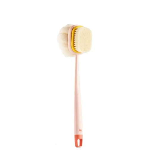 Dubbelsidig badborste 35 x 8 x 6,5 cm Långskaftad borste Exfolierande ryggborste Duschsvamp Mjuka nylonborstar