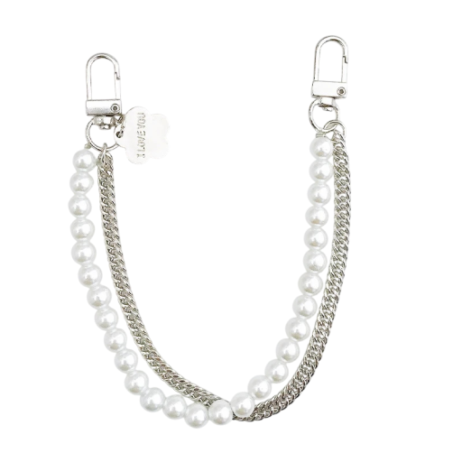 Dubbelt pärlhalsband för handväska 26 cm Imitation av pärlor Metalllegering Elegant rem för väska ersättningshandtag modeaccessoar