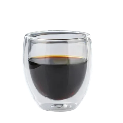 Dubbelväggig glasmugg 250 ml Transparent kopp utan handtag Termoglas för te, kaffe, cappuccino, latte Modern dryckesservering