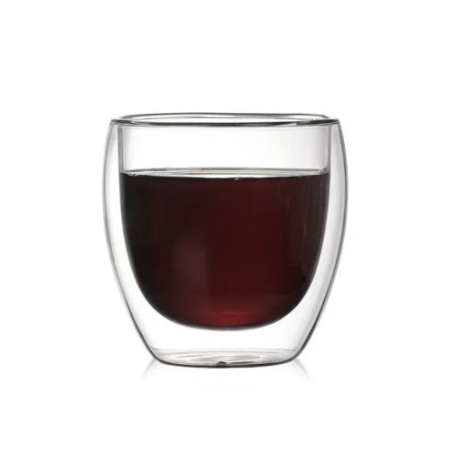 Dubbelväggig glasmugg 250 ml Värmebeständig termomugg utan handtag Elegant glasmugg för te, kaffe, latte och varm choklad
