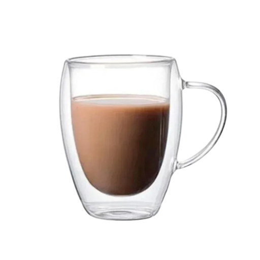Dubbelväggig glasmugg 350 ml Transparent kopp med handtag Termoglas för te, espresso, cappuccino Elegant servering av varma drycker