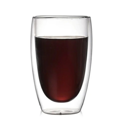 Dubbelväggig glasmugg 450 ml 6 st Värmebeständig termomugg utan handtag Stor elegant glasmugg för te, kaffe, smoothies och kakao