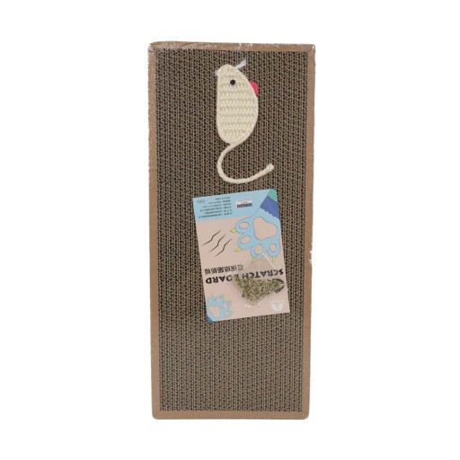 Dubbelzijdig krabmeubel voor katten van golfkarton met muis 42x20 cm Krabben Bescherming van meubels Speelgoed voor katten Natuurlijke materialen