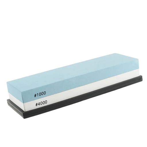 Dubbelzijdige messenslijper 1000/4000 korrel wit korund met antislip pad slijpsteen voor keukenmessen gereedschap en snijwerk