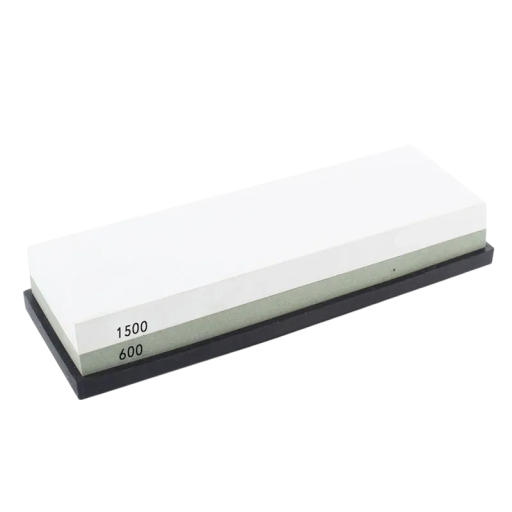 Dubbelzijdige messenslijper 600/1500 korrel van wit korund met antislip achterkant slijpsteen voor keukenmessen gereedschap en snijbenodigdheden