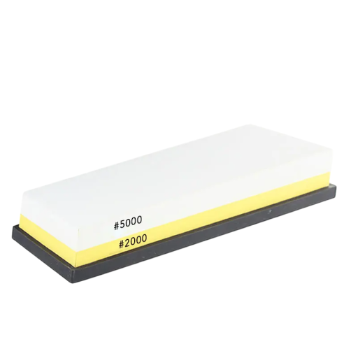 Dubbelzijdige messenslijper korrel 2000/5000 van wit korund met antislip achterkant, slijpsteen voor het fijn slijpen van keukengereedschap