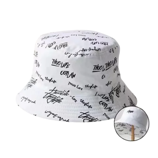 Dubbelzijdige polyester vissershoed met opdruk Stijlvolle hoed voor outdooractiviteiten Zomerbescherming tegen de zon Omvang 56-58 cm