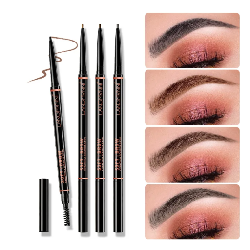 Dubbelzijdige roterende wenkbrauwpen 1,5 mm met borsteltje Navullengte 2,5 cm Precieze wenkbrauwvormgeving Cosmetisch wenkbrauwpotlood Uiterlijke verzorging