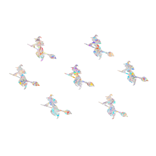 Duhás varázslós matricák 29 x 22 cm PVC dekoratív matricák boszorkány témával Halloween holografikus hatású ablakokra