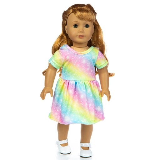 Dúhové šaty pre bábiku