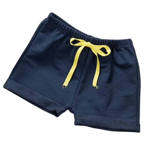 Dünne Kinder Sommer Shorts mit elastischem Bund und verstellbarem Kordelzug aus Baumwolle für Jungen und Mädchen mit umgeschlagenem Saum