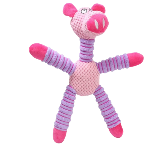 Durable Pink Pig Plush Toy for Dogs, Squeaky Chew Aid for Dental Cleaning and Interactive Play 40 x 32 cm