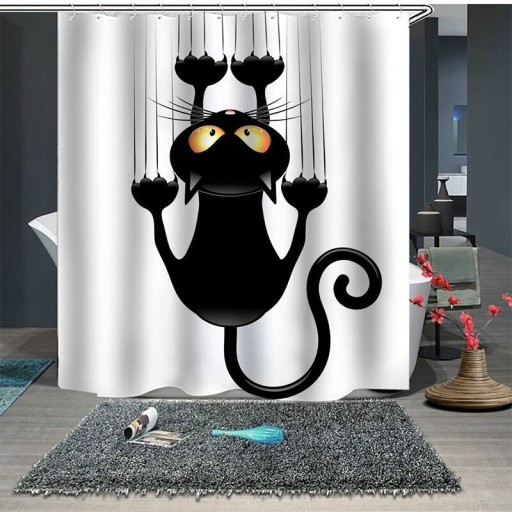 Duschdraperi med katt
