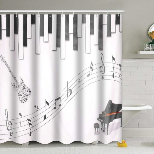 Duschvorhang mit Klaviermotiv