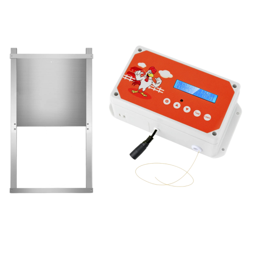 Dvířas automáticas para galinheiro com acessórios Samootvírací dvířas de galinha com controlo remoto 58 x 32 cm