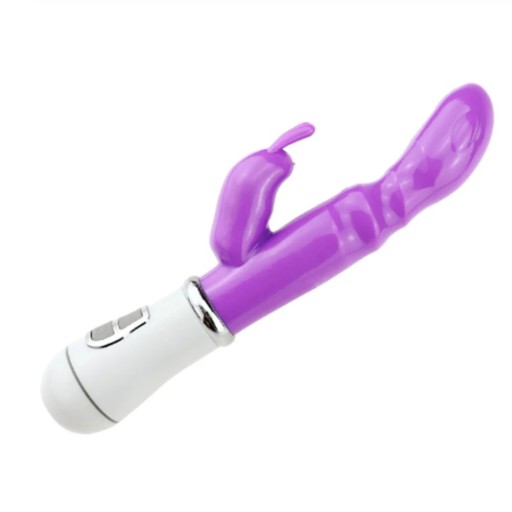 Dvojitý vibrátor so stimulátorom králičou hlavou 12 vibračnými režimami, pre stimuláciu bodu G a vaginálnu masáž, silikónový povrch, rôzne farby, Diskrétne balenie