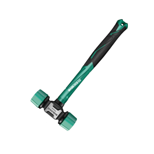 Dvouhlavé gumové instalační kladivo 36 mm multifunkční délka 320 mm protiskluzová rukojeť černo zelené pro montážní práce