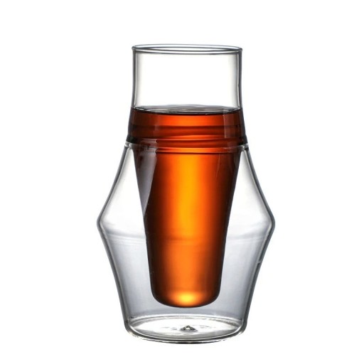 Dvouvrstvý skleněný hrnek na espresso 250 ml čiré sklo s dvojitou stěnou pro podávání espressa i větších kávových nápojů