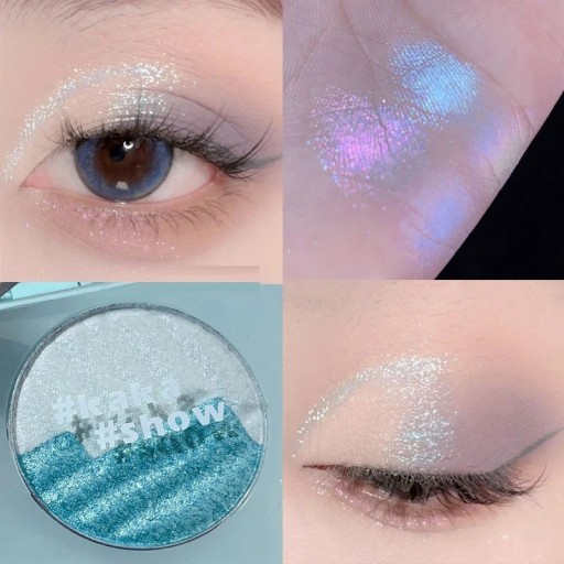 Dwukolorowy rozświetlacz do twarzy Kompaktowy rozświetlacz Brokatowa paleta rozświetlaczy Shimmer Color Powder Shimmer Eyeshadow