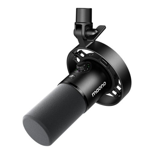 Dynamic Recording Microphone XLR and USB 192 kHz 24 bit with Noise Reduction Black for Podcasts and Content Creation and Home Studio without Stand