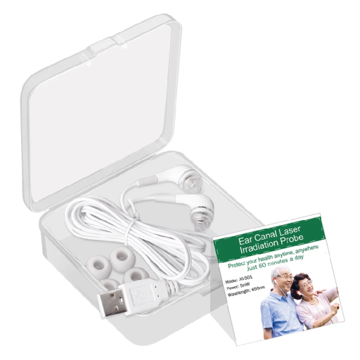 Earplugs with 650nm LLLT Laser Therapy for Tinnitus USB Powered Low-Frequency Red Light Ear Regeneration and Relaxation