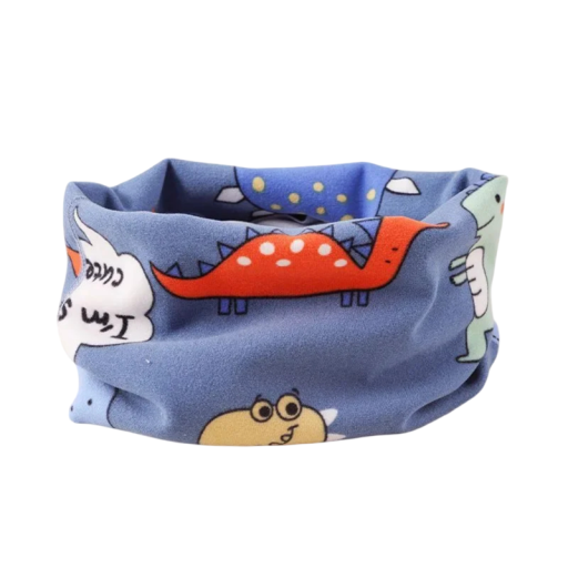 Écharpe circulaire pour enfants 30 x 22 cm en coton à enfiler bleue avec motif de dinosaures accessoire doux et confortable pour garçons et filles écharpe chaude et élastique pour un usage quotidien