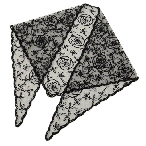 Écharpe en dentelle élégante 130 x 45 cm Écharpe triangulaire pour la tête et le cou Couronne de fleurs légère Accessoire compact pour toutes