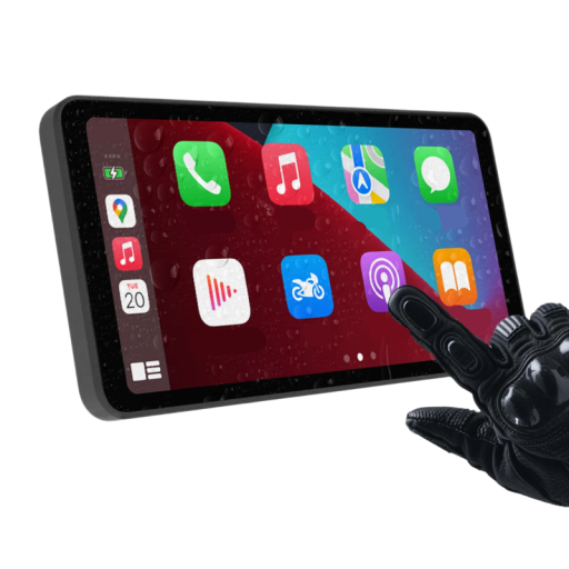 Ecran inteligent pentru motocicletă 6 inci 16,4 x 8,1 cm CarPlay și Android Auto wireless Rezistent la apă IP67 WiFi Bluetooth 5.0 Negru Pe motocicletă