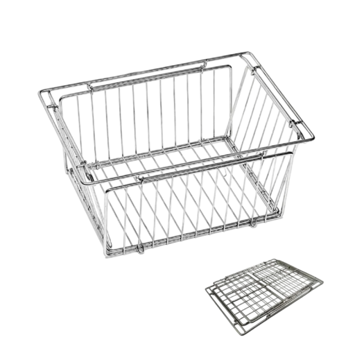 Edelstahl Faltkorb für Campingtisch 35,5×24,5×6,5 cm, stahlfarbener Abfallorganizer und Stauraum für Camping