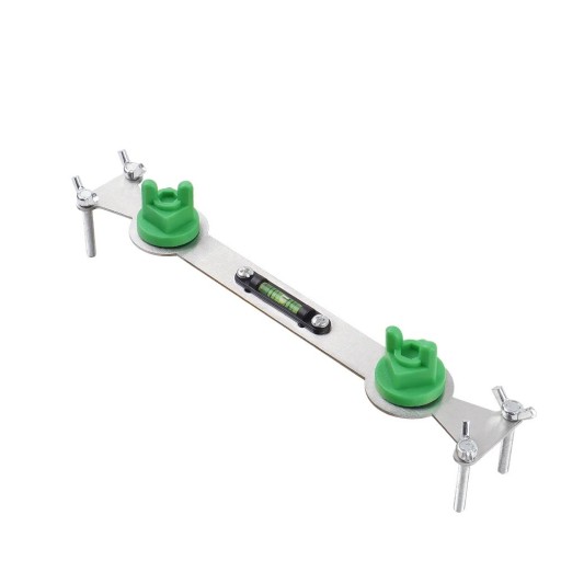 Edelstahl-Positionierungsschablone zur Installation von Wasserleitungen mit Wasserwaage, Länge 24,5 cm, Schraubensatz und O-Ringen, grün-silber