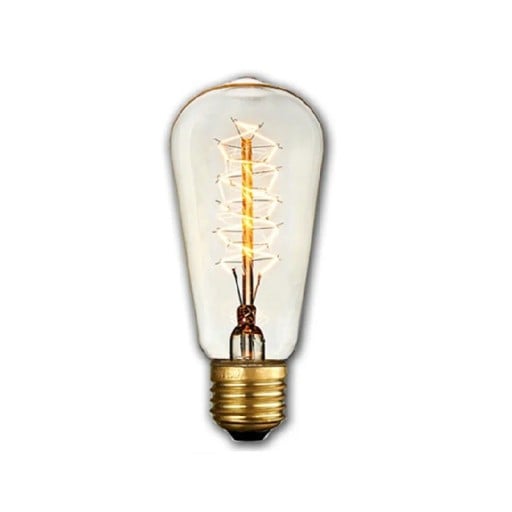 Edison-Glühbirne mit Spiral-Glühfaden ST64 E27 40 W 220 V 6,4 x 14,2 cm Transparentes Glas und Messingfassung Warmes Licht Für Retro-Interieurs