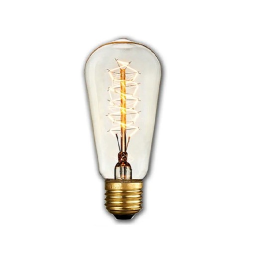 Edison-lamppu spiraalikuidulla ST64 E27 40 W 220 V 6,4 x 14,2 cm Läpinäkyvä lasi ja messinkipohja Lämmin valo Retro sisustukseen