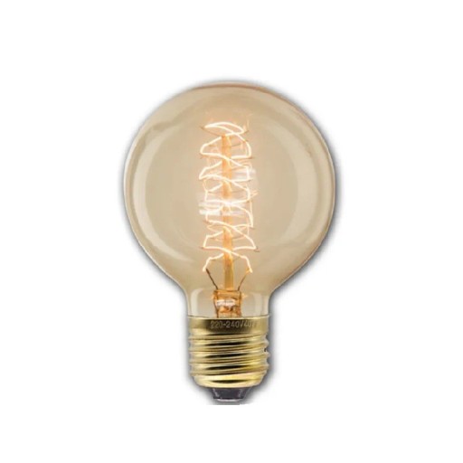 Edison-pallon muotoinen lamppu, jossa on kierre G80 E27 40 W 220 V 8 x 12 cm Lasi ja messinkikanta Lämmin valo Käytettäväksi käytävillä ja portaissa