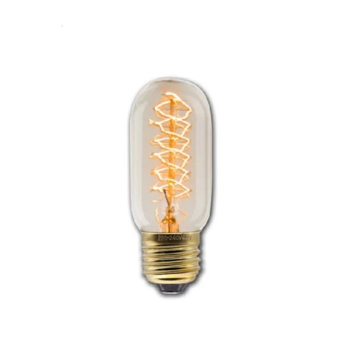 Edisonova spirálová žárovka T45 E27 Krátký válec se zaobleným vrcholem 40 W 220 V 4,5 x 11,2 cm Sklo a mosaz Teplé světlo Do lucerny