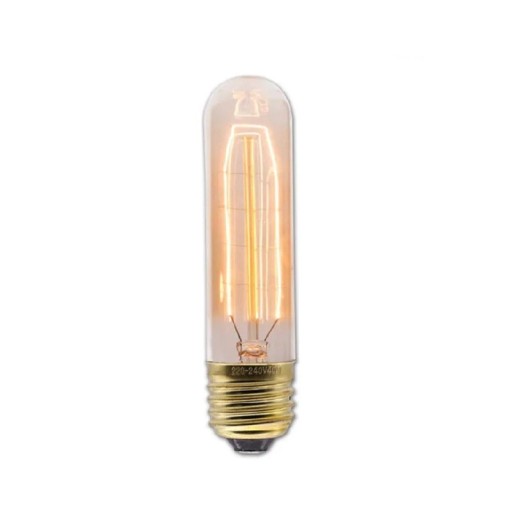 Edisonova trubicová žiarovka s vláknom T10 E27 40 W 220 V 3 x 12,5 cm Sklo a mosadzná pätica Teplé svetlo Do industriálnych lamp