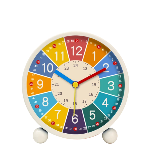 Educatieve kinderklok 8 x 3,5 x 8 cm Analoge klok met kleurrijke wijzerplaat stille tikken tijd leren voor kinderen
