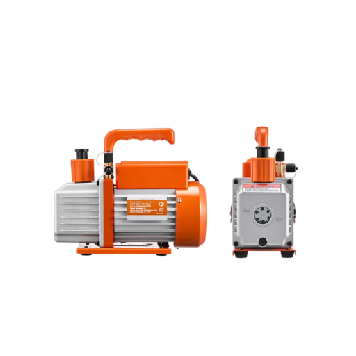 Eéntraps vacuümpomp 5 CFM 5 Pa met olieflacon 27,5x22,5x12 cm oranje voor airconditioning, autoklimatisering en koelcircuits