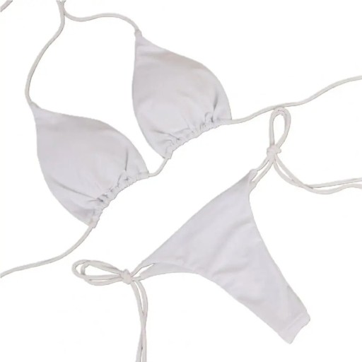 Eenvoudige triangelbikini voor dames met strikbandjes in de nek en aan de zijkanten Minimalistische snit Badmode voor zomer en vakantie