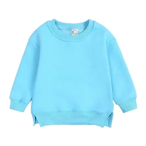 Effen kinderhoodie met zijsplitten en ronde hals voor jongens en meisjes
