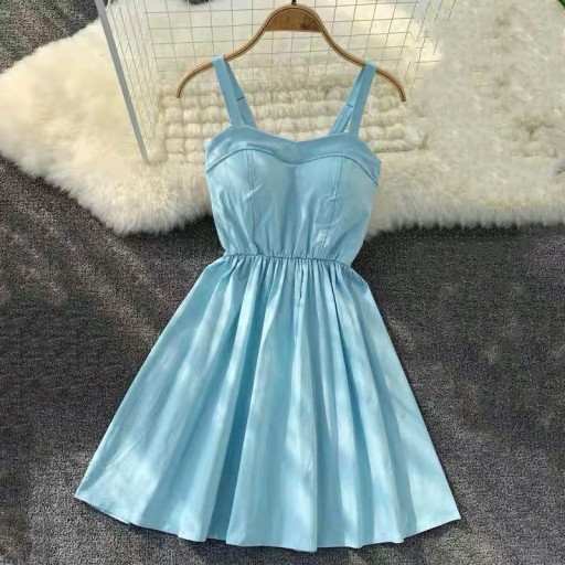 Effen mini-jurk met bandjes