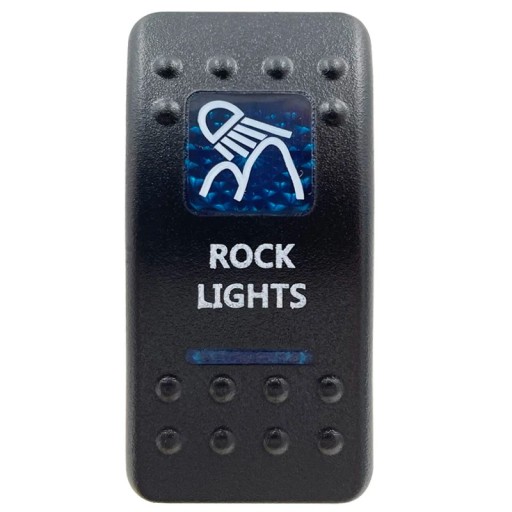 Egypólusú Kapcsoló Vízálló 12V Kék LED Háttérvilágítással Fekete Kapcsoló ROCK LIGHTS Autóhoz, Hajóhoz, SUV-hoz és Off-road Járművekhez