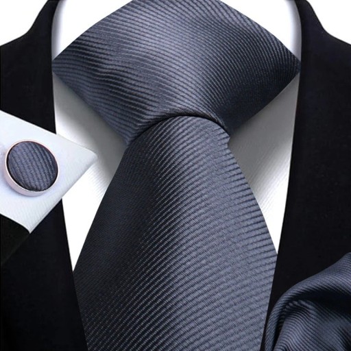 Egyszínű nyakkendő, zsebkendő és mandzsettagomb készlet 148 x 7,5 cm Elegáns férfi szett esküvőkre, hivatalos eseményekre és üzleti találkozókra