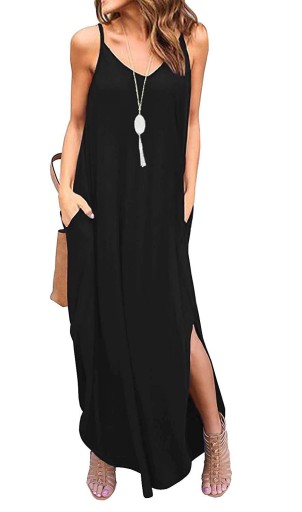 Einfarbiges Kleid mit Schlitz