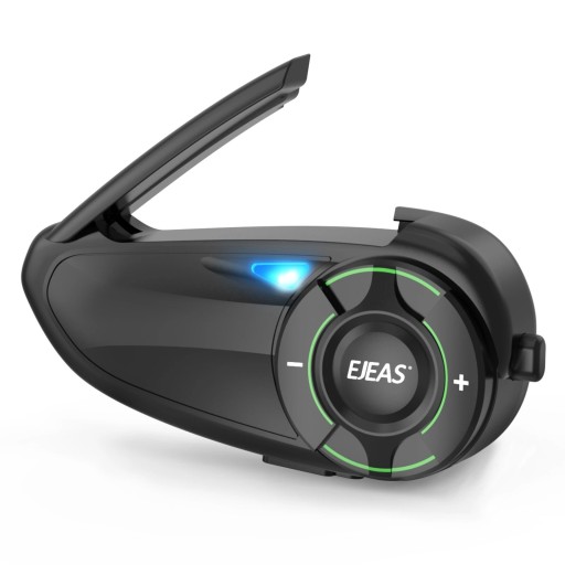 EJEAS Q8 motorcykelintercom med Mesh-forbindelse til 6 kørere, Bluetooth 5.1, CVC støjreduktion, IP67, 17 timers batterilevetid, 1 stk.