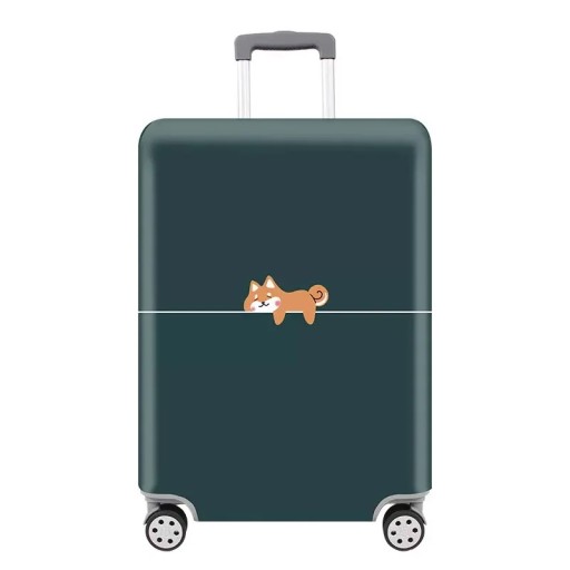 Elastic Protective Cover for Travel Suitcase 48–53 cm Polyester Spandex Dark Green Dog Print Luggage Cover