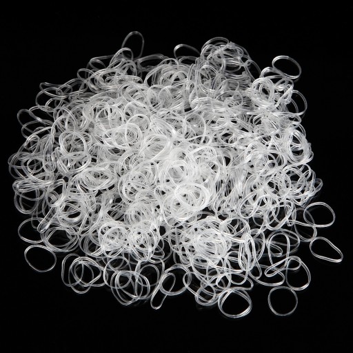 Elastice transparente pentru păr 350 buc. Elastice mici și flexibile cu un diametru de 2 cm pentru cozi și coafuri. Discrete în părul de orice culoare