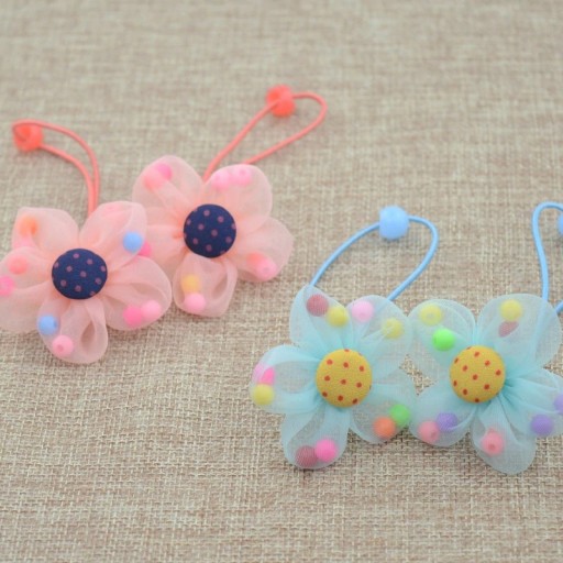 Élastiques à cheveux pour enfants avec fleur - 2 pcs