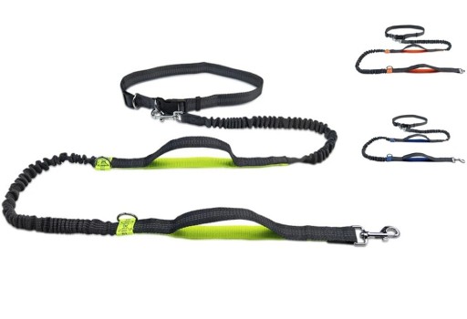Elastisk hundesnor til løb om livet Hands Free Reflekterende snor med justerbart bælte og støddæmper Komfortabel styring under sport