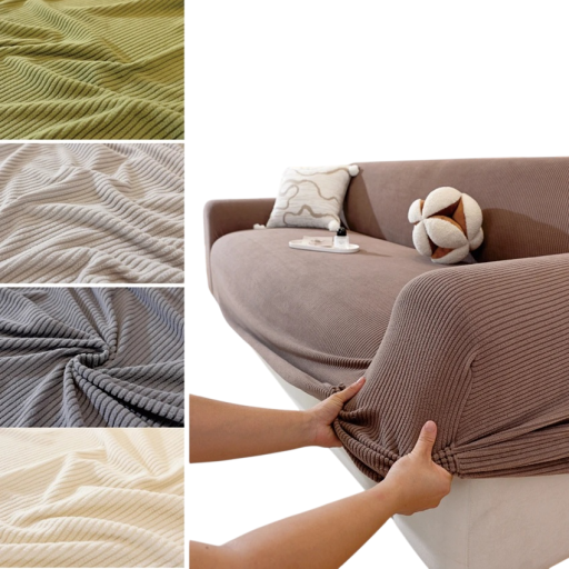 Elastisk ribbet betræk til to-personers sofa 125-165 cm Maskinvaskbart med støvbeskyttelse Til sofa i stuen