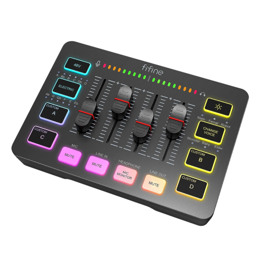 Elävä audio mixauspöytä PC:lle RGB-taustavalolla ja äänenmuutosominaisuudella Ammattimainen USB-äänikortti suoratoistoon, nauhoittamiseen ja pelaamiseen